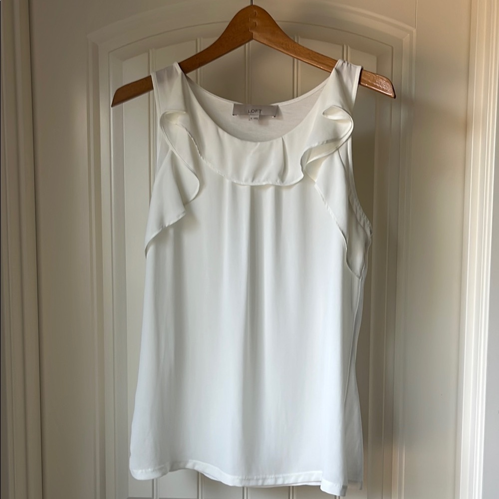 Loft ruffle neck tank top